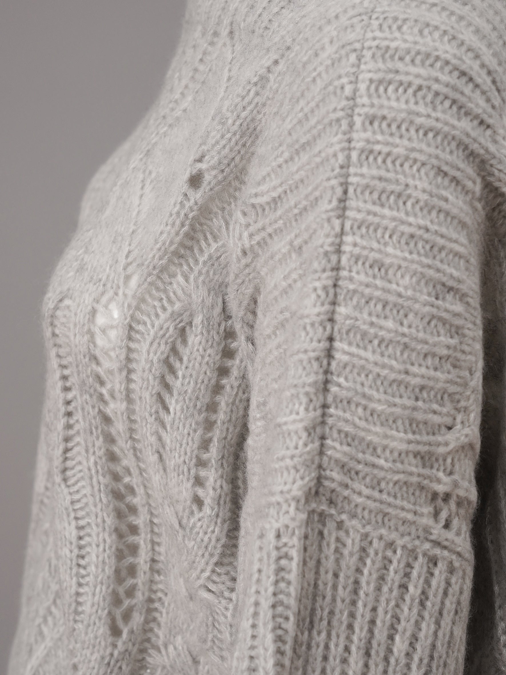 Grey cashmere and cotton knit sweater